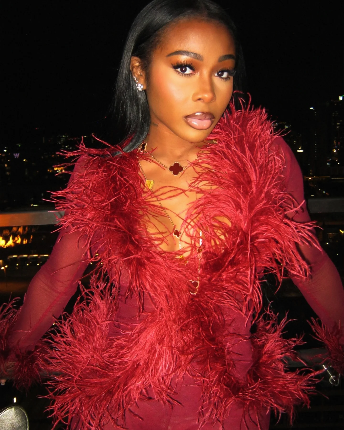 Ostrich Feather Set - Burgundy - Image 5