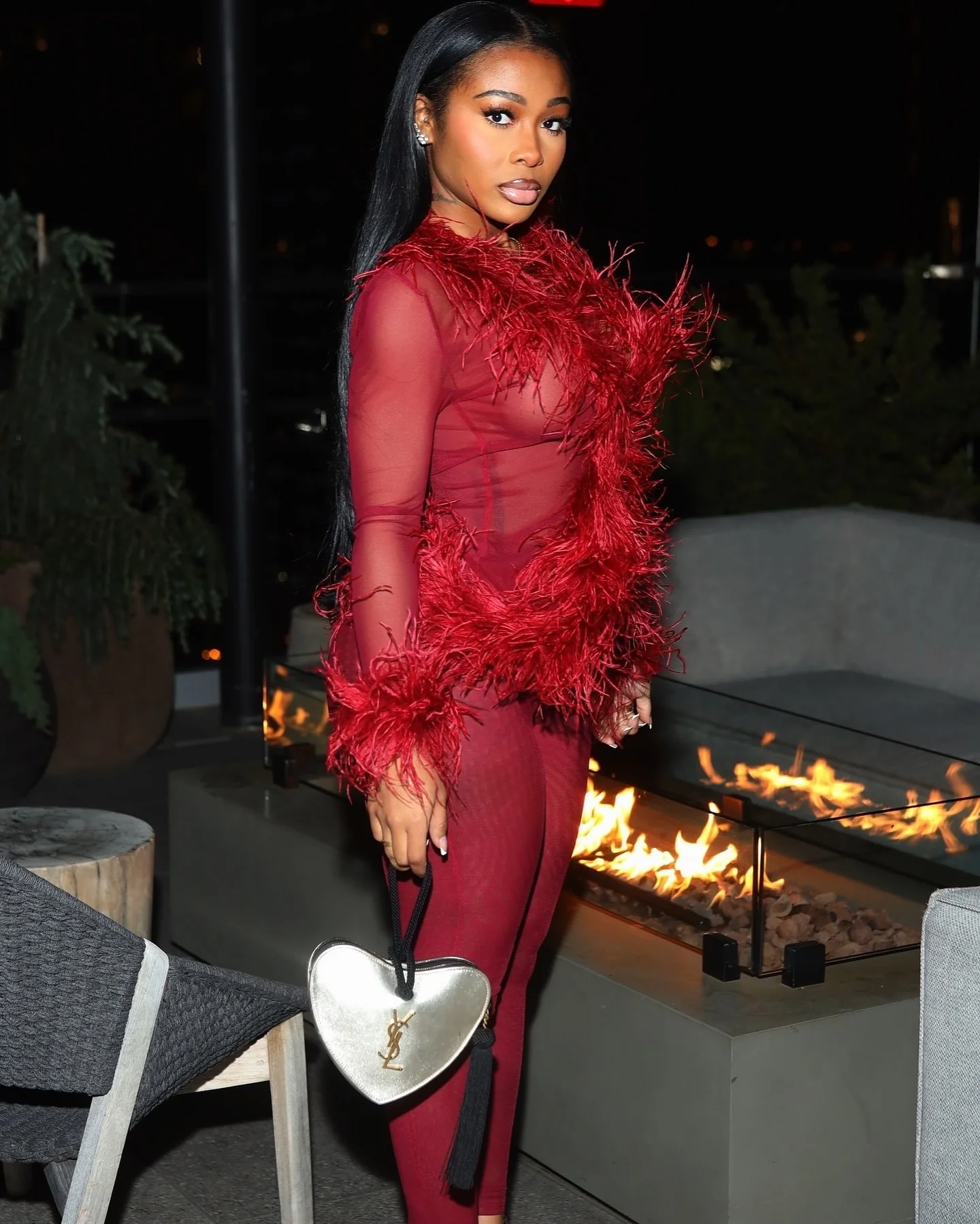 Ostrich Feather Set - Burgundy - Image 6