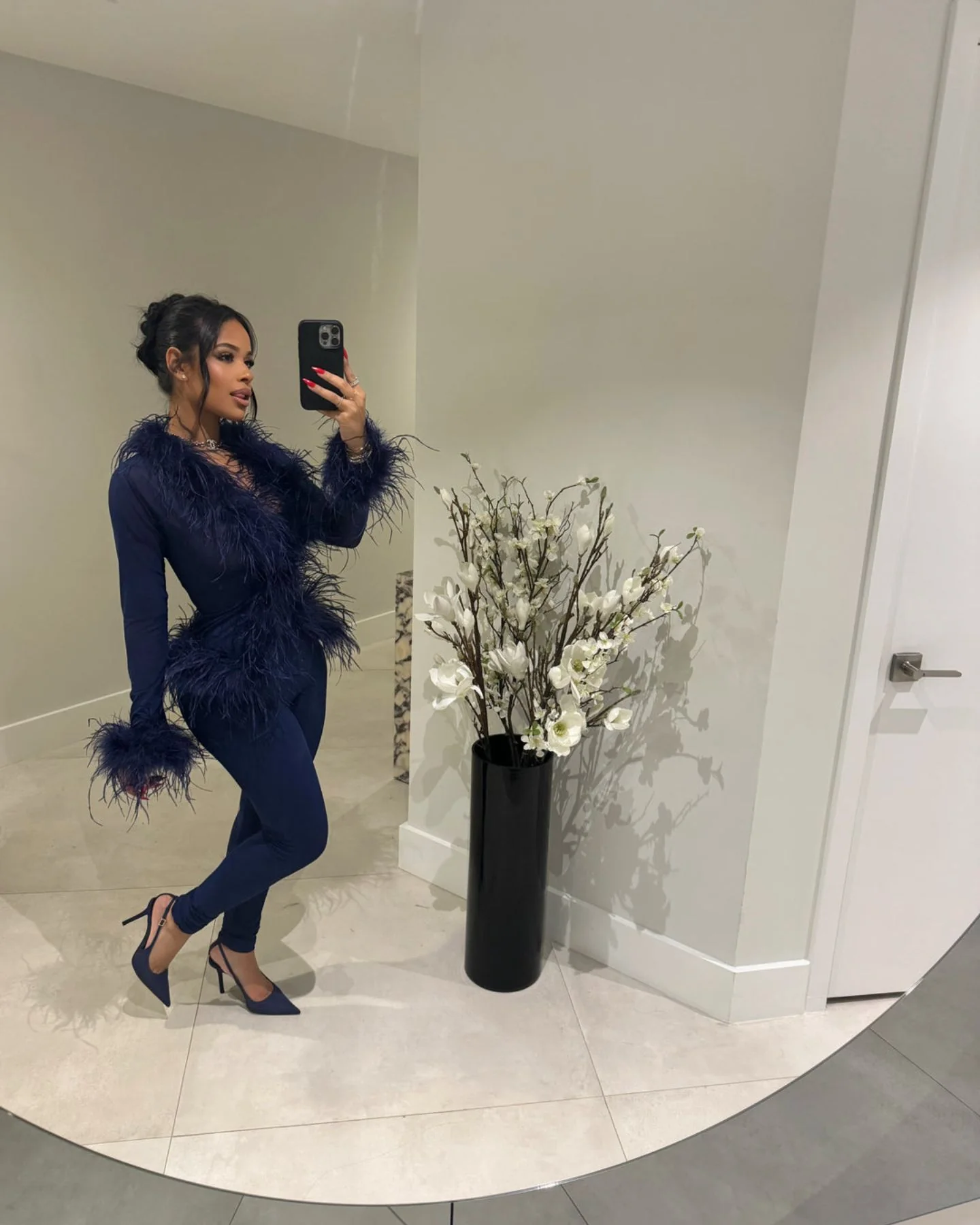 Ostrich Feather Set - Navy Blue - Image 3